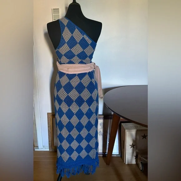 Coachella Vibe & Other Stories Crochet Knit Set Blue Gray Size S - Picture 4 of 4